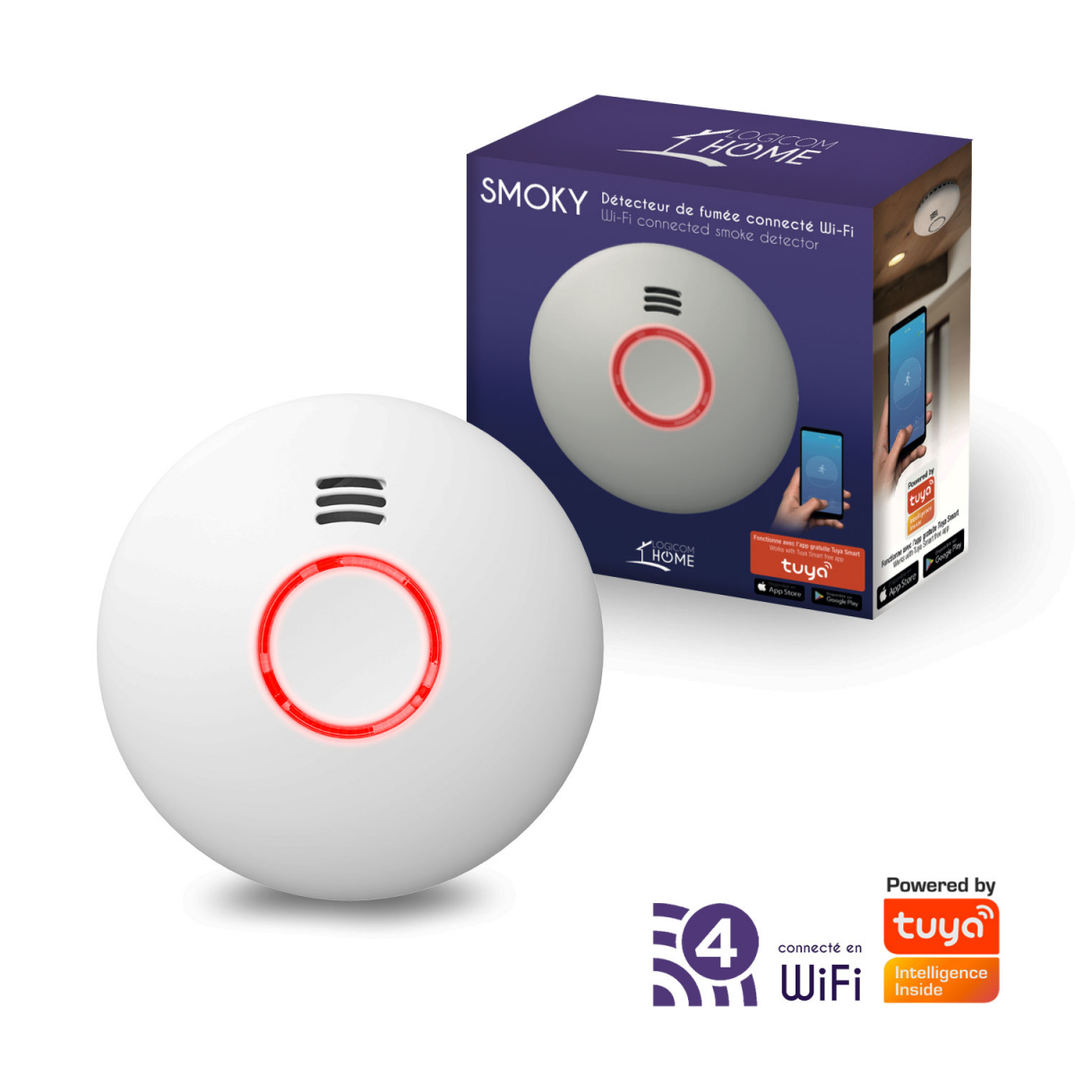 Logicom Home  Détecteur de fumée connecté intelligent Smoky