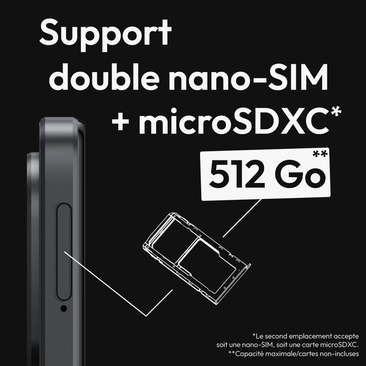 COSMO M2 infographie support cartes nanoSIM et microSD