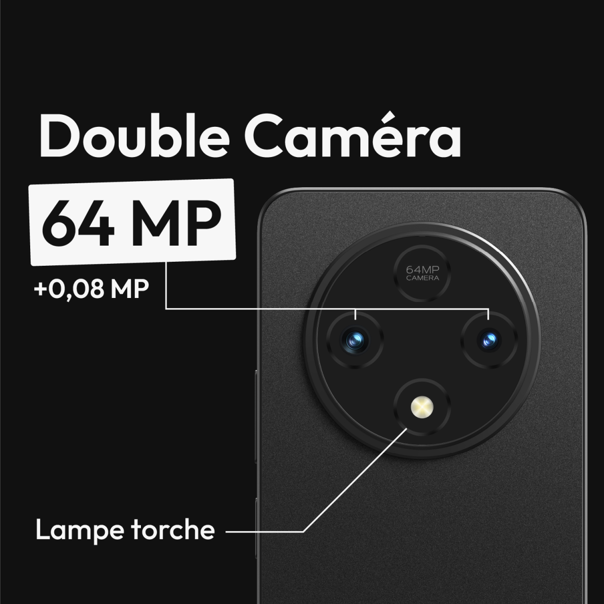 VISION X3 MAX infographie caméra 64 MP